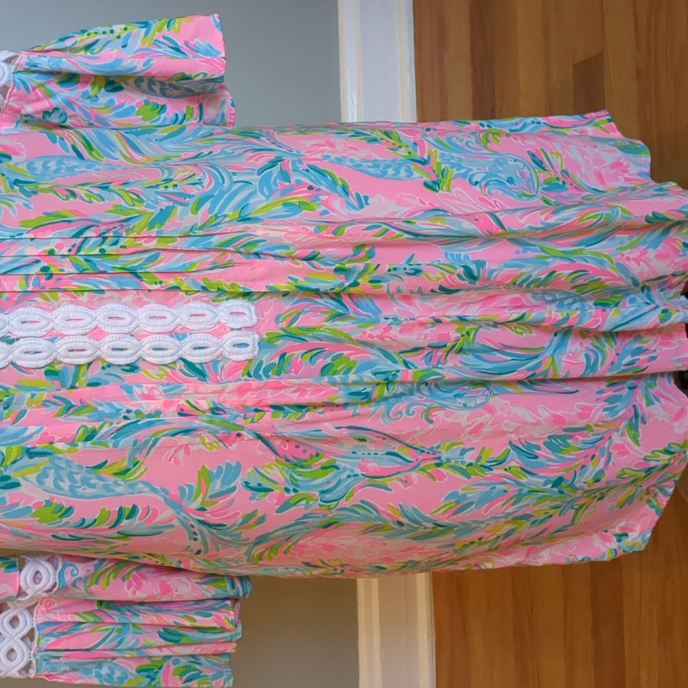 Lilly Pulitzer Hollie Tunic Pink and Blue Floral Dress XS - Picture 4 of 15